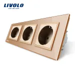 Priza tripla Livolo cu rama din sticla SmartElectro IntelligentHouse