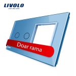 Panou intrerupator dublu cu touch + priza simpla Livolo din sticla SmartElectro IntelligentHouse