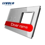 Panou intrerupator dublu cu touch + priza simpla Livolo din sticla SmartElectro IntelligentHouse