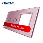 Panou intrerupator dublu cu touch + priza simpla Livolo din sticla SmartElectro IntelligentHouse