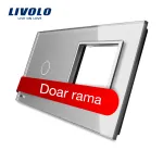 Panou intrerupator simplu cu touch si priza simpla Livolo din sticla SmartElectro IntelligentHouse