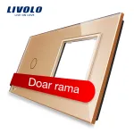 Panou intrerupator simplu cu touch si priza simpla Livolo din sticla SmartElectro IntelligentHouse