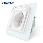 Priza simpla Livolo cu rama din sticla si capac de protectie rezistent la apa SmartElectro IntelligentHouse