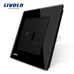 Priza dubla TV + Telefon Livolo cu rama din sticla SmartElectro IntelligentHouse