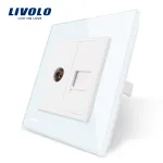 Priza dubla TV + Telefon Livolo cu rama din sticla SmartElectro IntelligentHouse