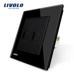 Priza dubla internet Livolo cu rama din sticla SmartElectro IntelligentHouse