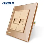 Priza dubla internet Livolo cu rama din sticla SmartElectro IntelligentHouse