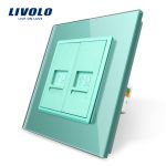 Priza dubla internet Livolo cu rama din sticla SmartElectro IntelligentHouse