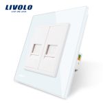 Priza dubla internet Livolo cu rama din sticla SmartElectro IntelligentHouse