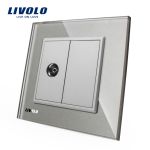 Priza simpla TV Livolo cu rama din sticla SmartElectro IntelligentHouse