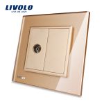 Priza simpla TV Livolo cu rama din sticla SmartElectro IntelligentHouse
