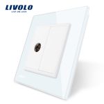 Priza simpla TV Livolo cu rama din sticla SmartElectro IntelligentHouse
