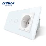 Intrerupator dublu + priza simpla Livolo rama din sticla SmartElectro IntelligentHouse
