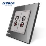 Priza dubla audio Livolo cu rama din sticla SmartElectro IntelligentHouse