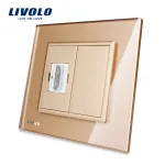 Priza simpla HDMI Livolo cu rama din sticla SmartElectro IntelligentHouse