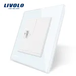 Priza simpla HDMI Livolo cu rama din sticla SmartElectro IntelligentHouse