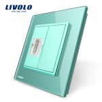Priza simpla HDMI Livolo cu rama din sticla SmartElectro IntelligentHouse