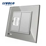 Priza simpla HDMI Livolo cu rama din sticla SmartElectro IntelligentHouse