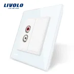 Priza simpla audio Livolo cu rama din sticla SmartElectro IntelligentHouse