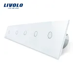 Intrerupator LIVOLO cu touch din sticla cu 5 intrerupatoare simple SmartElectro IntelligentHouse