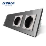 Intrerupator LIVOLO simplu cu touch si 2 prize din sticla SmartElectro IntelligentHouse