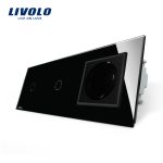 Intrerupator LIVOLO simplu+simplu cu touch si priza din sticla SmartElectro IntelligentHouse