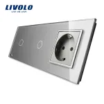 Intrerupator LIVOLO simplu+simplu cu touch si priza din sticla SmartElectro IntelligentHouse