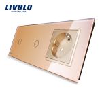 Intrerupator LIVOLO simplu+simplu cu touch si priza din sticla SmartElectro IntelligentHouse
