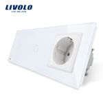 Intrerupator LIVOLO simplu+simplu cu touch si priza din sticla SmartElectro IntelligentHouse