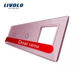 Panou 2 intrerupatoare simple cu touch si priza Livolo din sticla SmartElectro IntelligentHouse