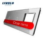 Panou 2 intrerupatoare simple cu touch si priza Livolo din sticla SmartElectro IntelligentHouse