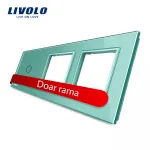 Panou intrerupator simplu cu touch si 2 prize Livolo din sticla SmartElectro IntelligentHouse