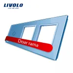 Panou intrerupator simplu cu touch si 2 prize Livolo din sticla SmartElectro IntelligentHouse