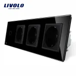 Intrerupator simplu + Priza tripla LIVOLO cu touch din sticla SmartElectro IntelligentHouse