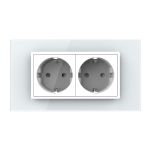 Priza dubla Livolo cu rama din sticla 4M, standard Italian, Serie noua SmartElectro IntelligentHouse