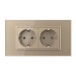 Priza dubla Livolo cu rama din sticla 4M, standard Italian, Serie noua SmartElectro IntelligentHouse