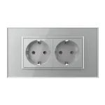 Priza dubla Livolo cu rama din sticla 4M, standard Italian, Serie noua SmartElectro IntelligentHouse