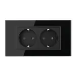 Priza dubla Livolo cu rama din sticla 4M, standard Italian, Serie noua SmartElectro IntelligentHouse