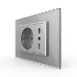 Priza dubla italiana Livolo cu rama din sticla - standard italian SmartElectro IntelligentHouse