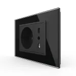 Priza dubla italiana Livolo cu rama din sticla - standard italian SmartElectro IntelligentHouse