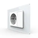 Priza simpla cu blank Livolo cu rama din sticla 3M, standard Italian, Serie noua SmartElectro IntelligentHouse