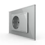 Priza simpla cu blank Livolo cu rama din sticla 3M, standard Italian, Serie noua SmartElectro IntelligentHouse