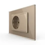 Priza simpla cu blank Livolo cu rama din sticla 3M, standard Italian, Serie noua SmartElectro IntelligentHouse