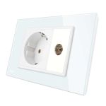Priza simpla din rama de sticla Schuko cu TV Livolo SmartElectro IntelligentHouse