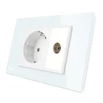 Priza simpla din rama de sticla Schuko cu TV Livolo SmartElectro IntelligentHouse