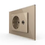 Priza simpla din rama de sticla Schuko cu TV Livolo SmartElectro IntelligentHouse