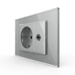 Priza simpla din rama de sticla Schuko cu TV Livolo SmartElectro IntelligentHouse