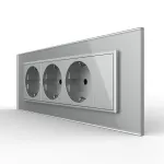 Priza tripla cu blank Livolo cu rama din sticla 6/7 module - standard Italian SmartElectro IntelligentHouse