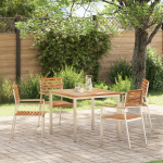Scaune de Grădină Stivuite 4 pcs Din Lemn Masiv de Teak și Oțel Inoxidabil GartenMobel Dekor