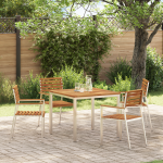 Set de 4 scaune de grădină stackabile din lemn masiv de acacia și oțel inoxidabil GartenMobel Dekor